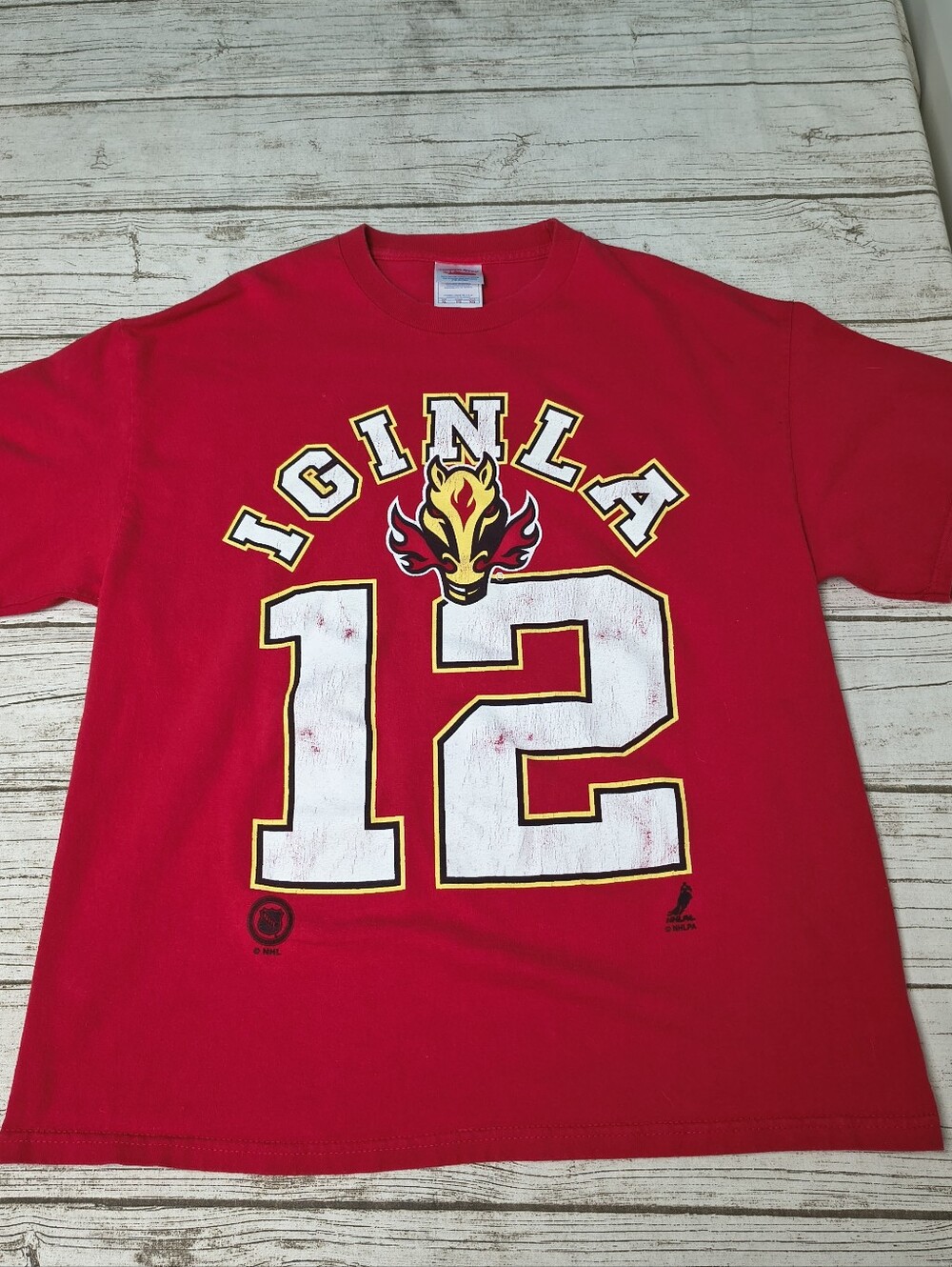Vintage Y2K Calgary Flames Jarome Iginla 12 Short Sleeve T Shirt Size XL
